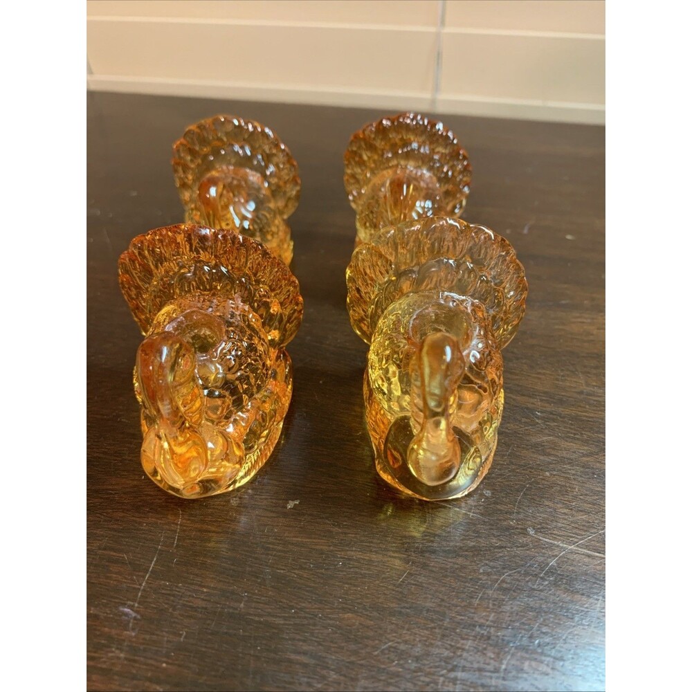Vintage Glass Turkey Thanksgiving Candle Holders